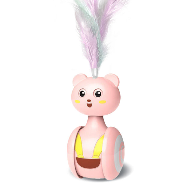 Jouets interactifs pour chats avec plumes, jouet amusant pour animaux de compagnie, jouets interactifs pour chats, jouets pour chats avec baguettes et plumes rotatives, boule roulante