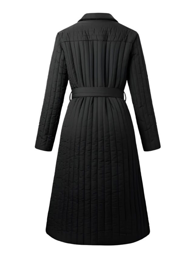 Elegant Midi Coat with Tie Front and Belt Detail