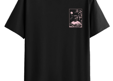 Pink And Black Mount Fuji Design Graphic T