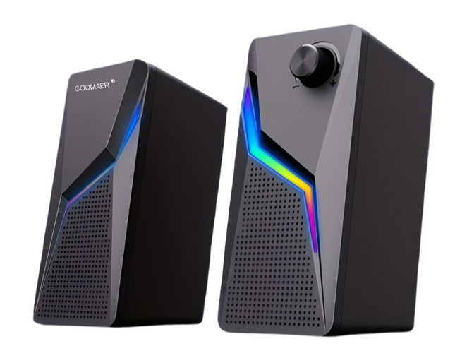 Coomaer RGB Desktop Speakers – 2.0CH Stereo PC Gaming Speakers with Volume Control