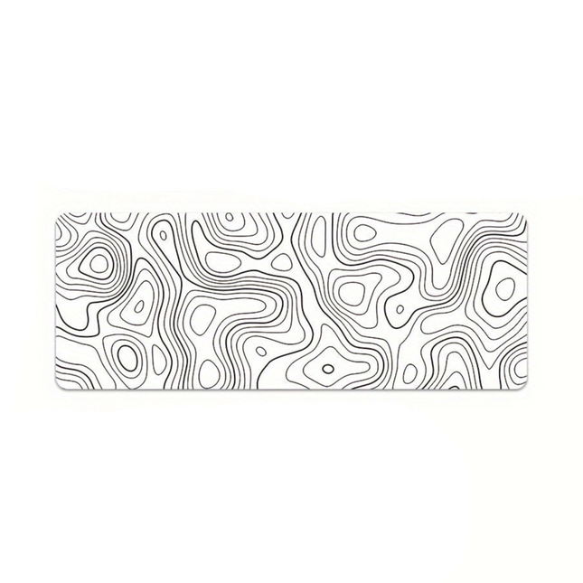 Black And White Topographic Contour Gaming Mouse Pad