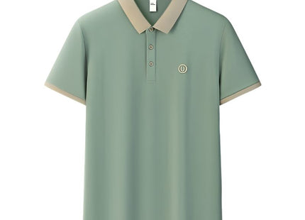 Mens Short Sleeved Polo Shirt with High-End Embroidered Logo