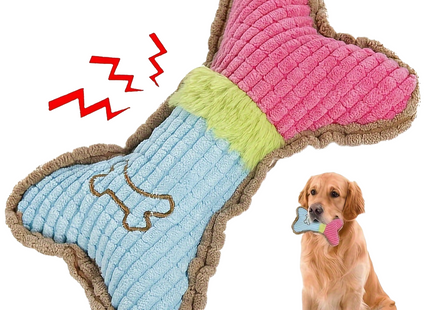 Adorable Bone-Shaped Squeaky Plush Dog Toy