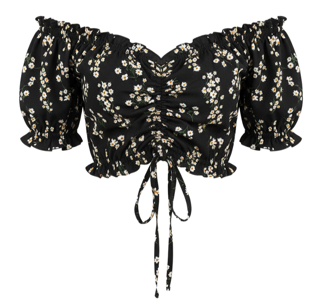 Women Vacation Style Casual Off-Shoulder Elastic Cropped Top With Floral Print