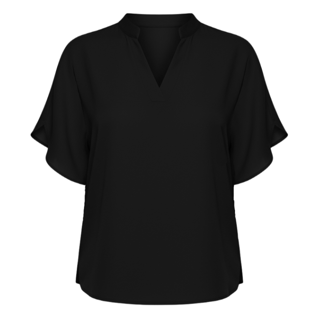 Lightweight Split Sleeve Notch Neck Blouse