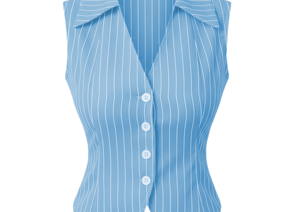 Womens Smart Business Savy Striped Sleeveless Shirt