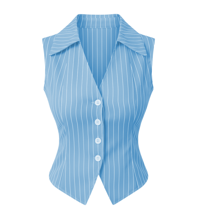 Womens Smart Business Savy Striped Sleeveless Shirt