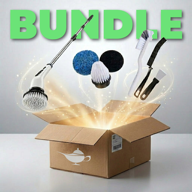 WSGenie Complete Clean Kit bundle — Electric Spin Scrubber, Replacement Brush Heads, and Grout Cleaning Brush Set