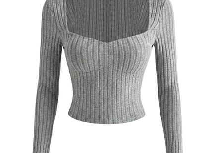 Women's Sunken Stripe Brushed T-shirt Short Midriff-baring Top