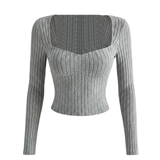 Women's Sunken Stripe Brushed T-shirt Short Midriff-baring Top