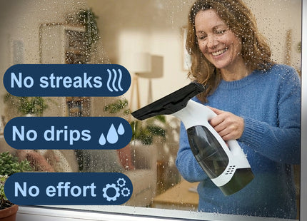 WSGenie Electric Window Vacuum Cleaner removing condensation from window