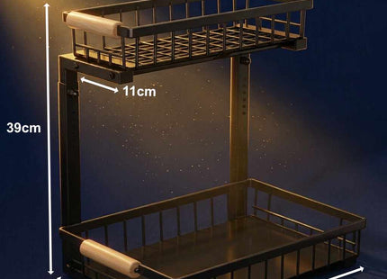 Under Sink Organiser | 2 Tier Pull Out Storage Rack, Fits Around Pipes
