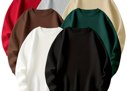 All-match Men's Casual Solid Crew Neck Sweatshirt For Fall Winter Outdoor Sports