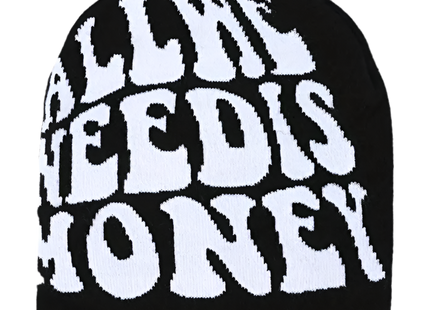 Y2K Unisex “All We Need Is Money” Knitted Beanie