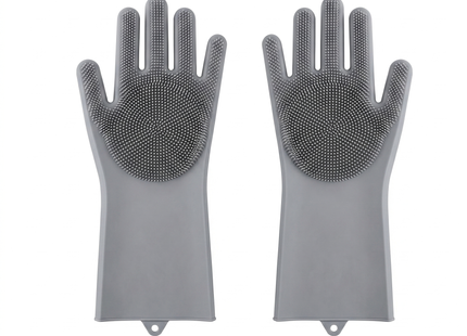 WSGenie Reusable Silicone Cleaning Gloves — Gray