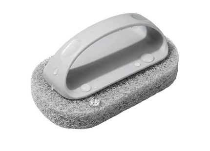 Gray scrubber with a handle on a white background