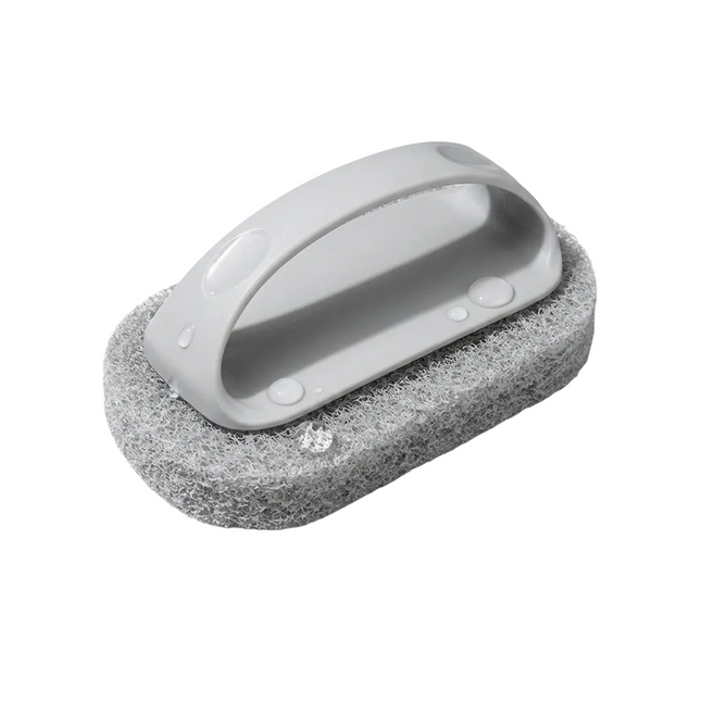 Gray scrubber with a handle on a white background