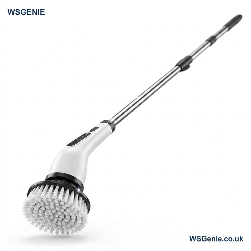 Cordless Electric Spin Scrubber with extendable handle and 8 brush heads by WSGenie
