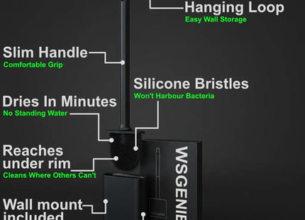Silicone Toilet Brush with Wall Mount WSGenie