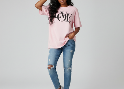 Womens Oversized 'Love' design Short Sleeves T Shirt