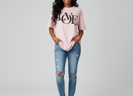 Womens Oversized 'Love' design Short Sleeves T Shirt