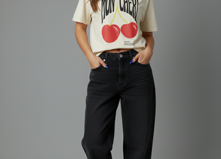 Womens 'MON CHERI' Design Short Sleeve T-Shirt