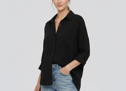 Women's Dropped Shoulder Bat Shirt Casual Long Sleeve Shirt