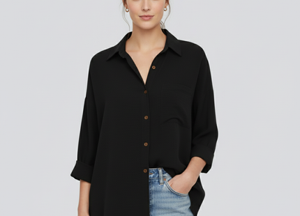 Women's Dropped Shoulder Bat Shirt Casual Long Sleeve Shirt