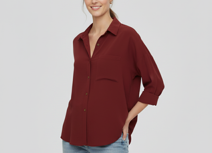 Women's Dropped Shoulder Bat Shirt Casual Long Sleeve Shirt