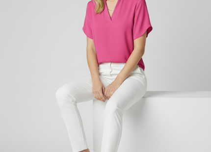 Lightweight Split Sleeve Notch Neck Blouse