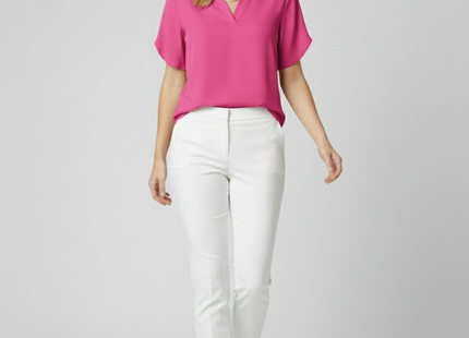Lightweight Split Sleeve Notch Neck Blouse