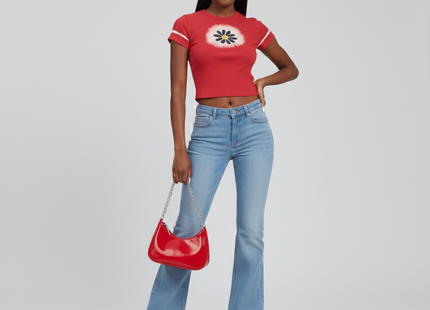 Aesthetic Graphic T Shirts Women Flower Print O Neck Tee