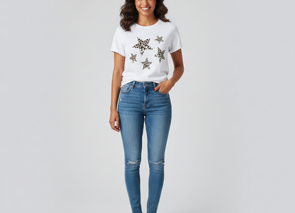 Crew Neck Casual Printed T-shirt For Women