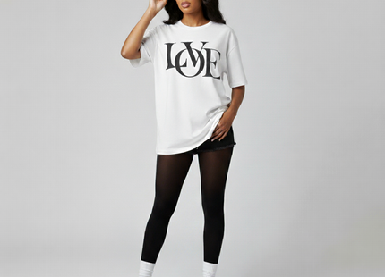Womens Oversized 'Love' design Short Sleeves T Shirt