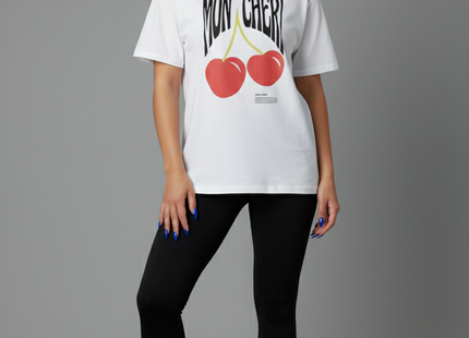 Womens 'MON CHERI' Design Short Sleeve T-Shirt