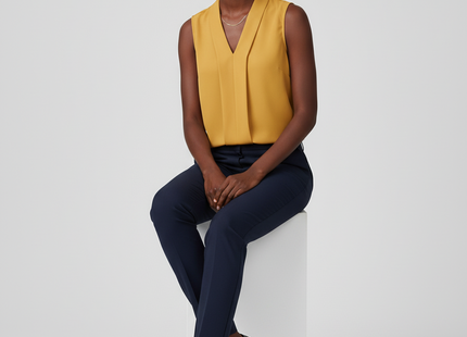 Women's Elegant Sleeveless V-Neck Blouse - Breezy Chic Top Ideal For Spring & Summer, Versatile Fashion For Casual Or Formal Wear