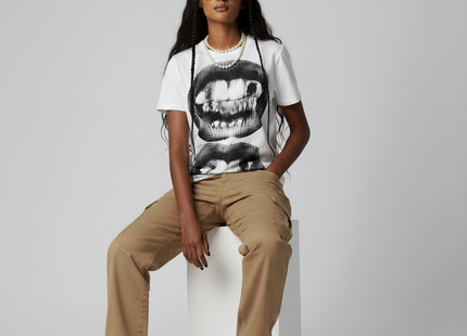 Vibrant Y2K Mouth Print T-Shirt - Short Sleeve Crew Neck, Relaxed Fit