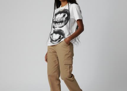 Vibrant Y2K Mouth Print T-Shirt - Short Sleeve Crew Neck, Relaxed Fit