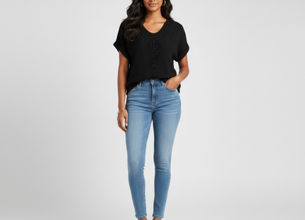 Summer Hollow Out Short-sleeved T-shirt Fashion Ethnic Style Tops Women's Clothing