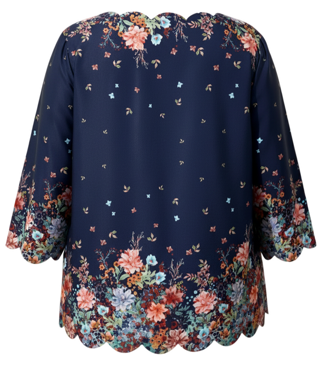 Comfortable Plus Size Floral Print V-Neck Pullover Shirt