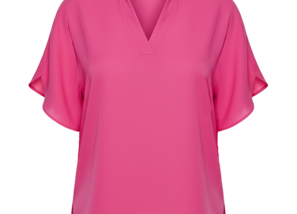 Lightweight Split Sleeve Notch Neck Blouse
