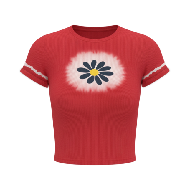 Aesthetic Graphic T Shirts Women Flower Print O Neck Tee