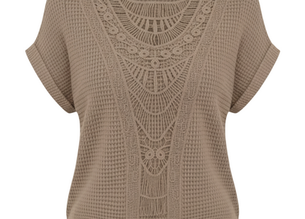 Summer Hollow Out Short-sleeved T-shirt Fashion Ethnic Style Tops Women's Clothing