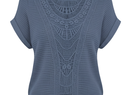 Summer Hollow Out Short-sleeved T-shirt Fashion Ethnic Style Tops Women's Clothing