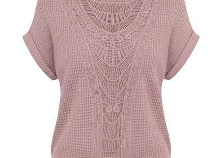 Summer Hollow Out Short-sleeved T-shirt Fashion Ethnic Style Tops Women's Clothing