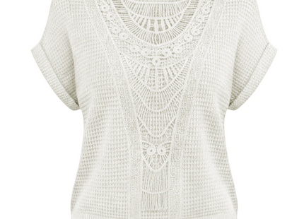 Summer Hollow Out Short-sleeved T-shirt Fashion Ethnic Style Tops Women's Clothing