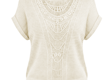 Summer Hollow Out Short-sleeved T-shirt Fashion Ethnic Style Tops Women's Clothing