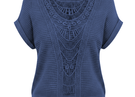 Summer Hollow Out Short-sleeved T-shirt Fashion Ethnic Style Tops Women's Clothing