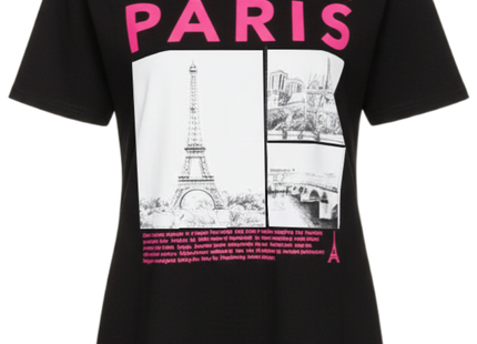 Ladies Oversized Paris Slogan Short Sleeves T Shirt Top