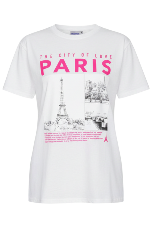 Ladies Oversized Paris Slogan Short Sleeves T Shirt Top